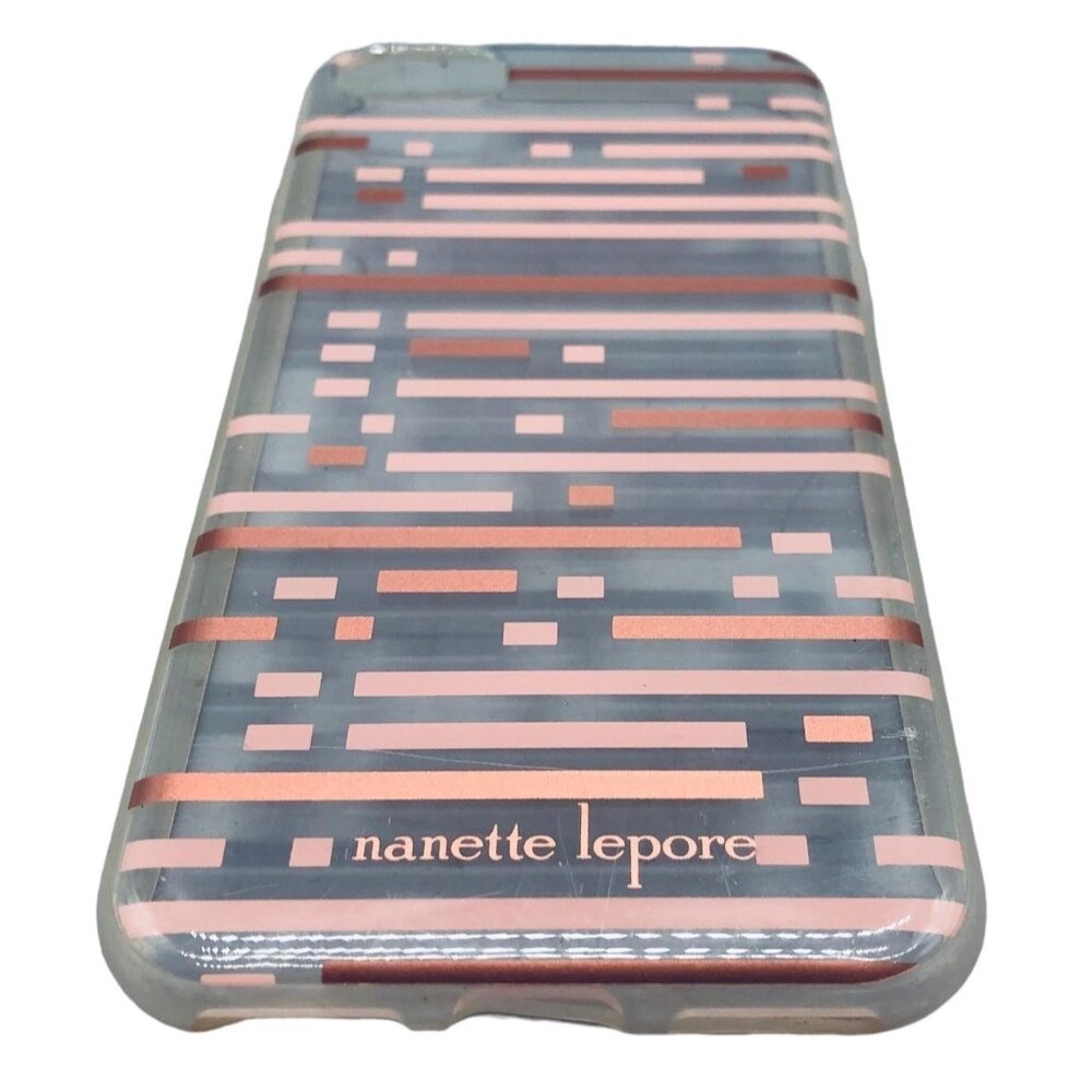 Nannette Lepore phone cover 5 1/2" x 2 1/2" clear plastic with gold pink READ